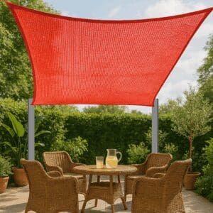 Mid-size 4x5m 4 point shade sail over home courtyard