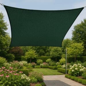 Rectangular 4x7m 4 point shade sail on a patio or driveway