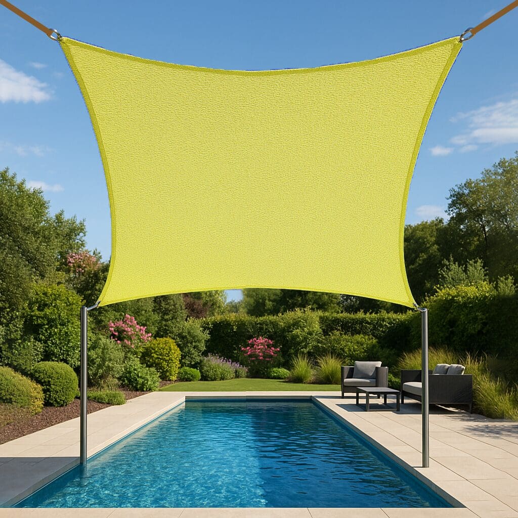 4 point shade sail 4x8m installed over extended pool