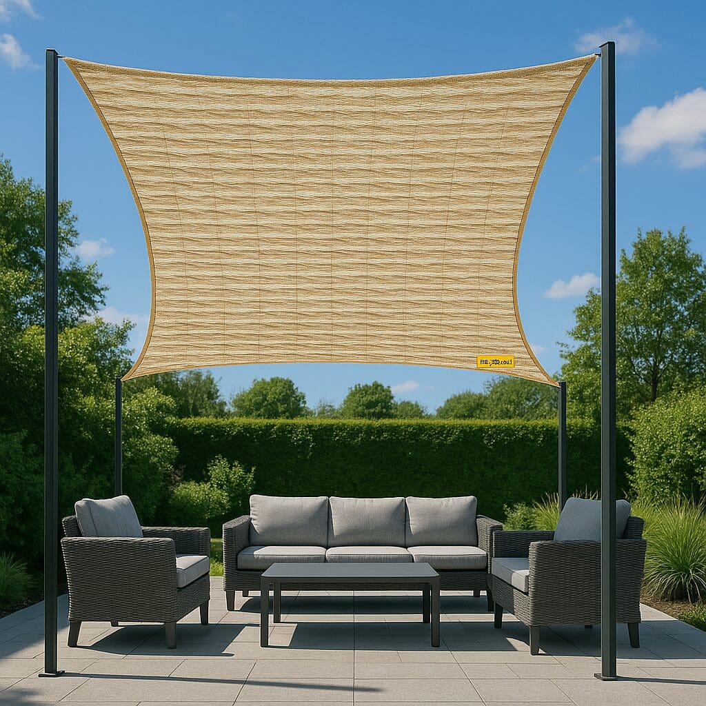 3.5m x 3.5m Premium Waterproof 4-Point Shade Sail for compact outdoor areas